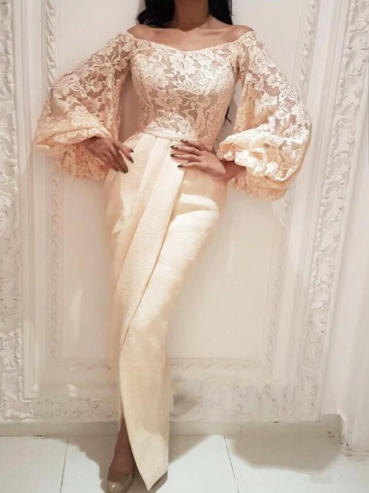 onlybridals Evening Dresses Mermaid Long Sleeves Lace Slit Long Evening Gown Prom Dress -   10 dress Prom hijab ideas