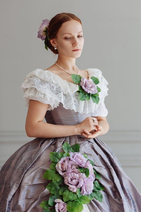 19th century evening dress, 1860s, 1870s, civil war, romanticism period -   10 dress Silk 19th century ideas