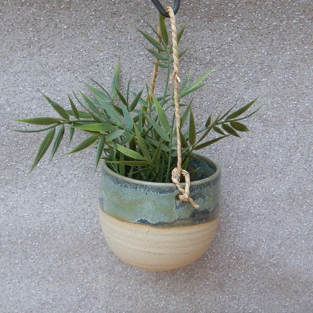 Hanging herb succulent planter hand thrown stoneware pottery ceramic plant pot -   10 pottery plants Potted ideas