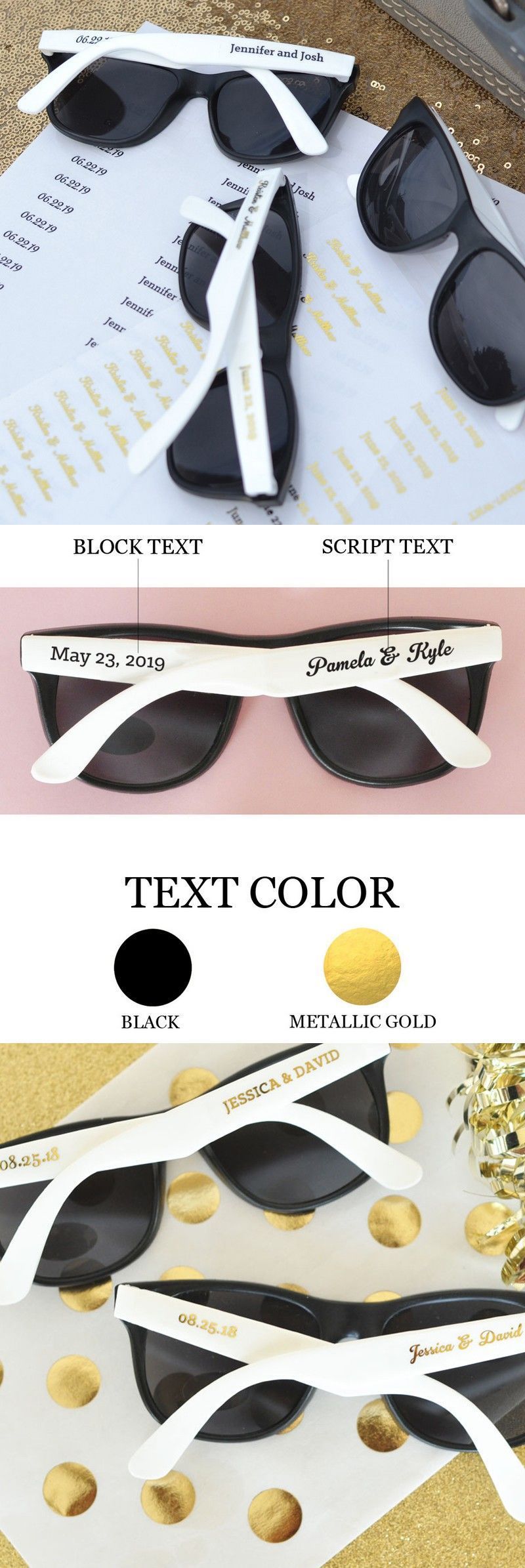 White Frame Wedding Sunglasses Favors Personalized -   11 Event Planning Names favors ideas