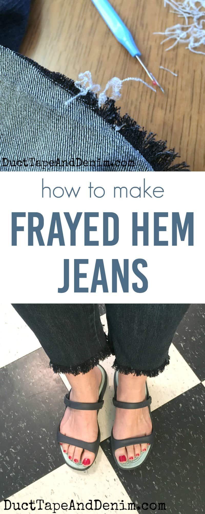 How to Make Frayed Hem Jeans from Thrift Store Clothing -   11 thrift store DIY Clothes Vintage ideas