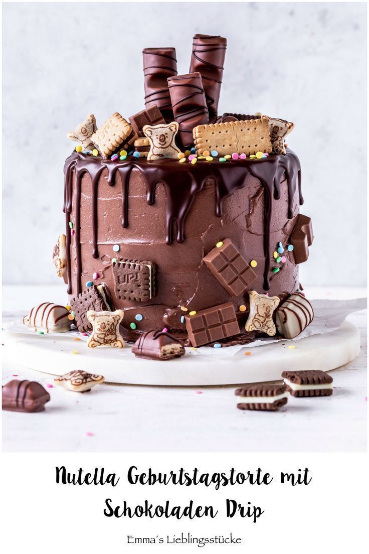 Nutella Schokoladen Drip Cake Rezept Geburtstagstorte Torte Candy backen Baiser -   12 cake Drip baking ideas