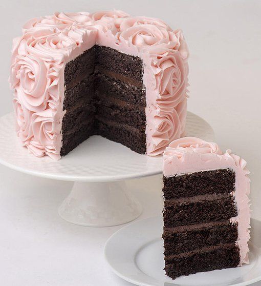 Pink Rose Buttercream Frosted Chocolate Cake -   12 cake Pink small ideas