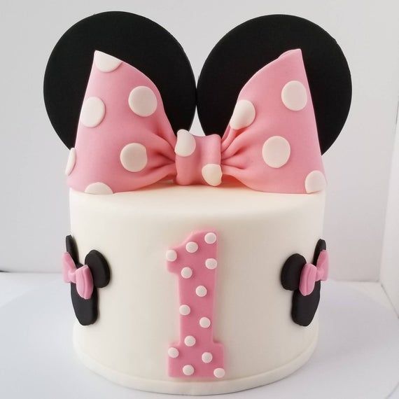 Edible Fondant Minnie Bow and Ears Cake Topper - Hot Pink -   12 cake Pink small ideas