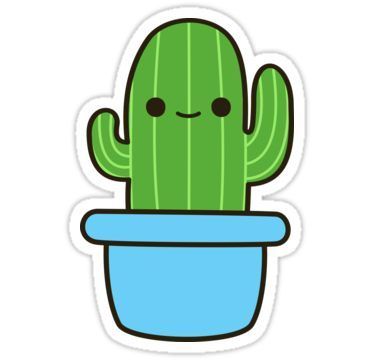 Cute cactus in blue pot Sticker -   12 plants Drawing tumblr ideas
