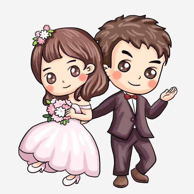 Hand Painted Western Style Wedding Couple, Illustration, Married Couple, Cartoon PNG Transparent Clipart Image and PSD File for Free Download -   12 wedding Couple cartoon ideas