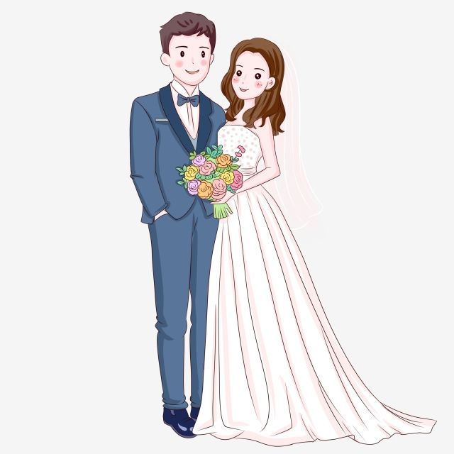 Hand Painted Wedding Bride And Groom Illustration, White Wedding Dress, Wedding Figures, Wedding Cartoon Man PNG Transparent Clipart Image and PSD File for Free Download -   12 wedding Couple cartoon ideas