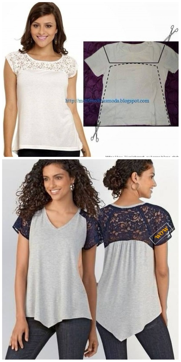 Chic T-shirt Refashion Ideas with DIY Tutorials -   13 DIY Clothes Lace summer ideas