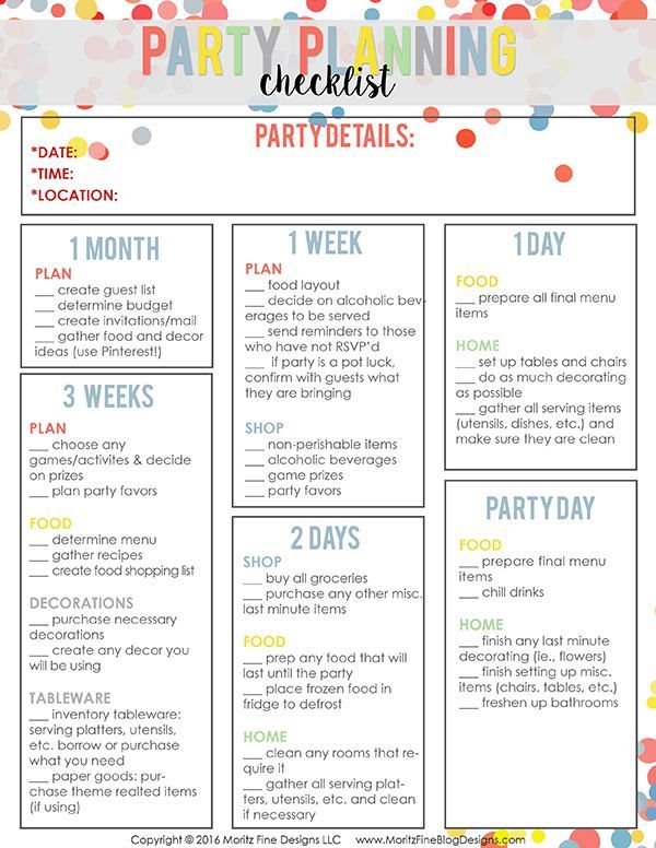 Easy Party Planning Checklist -   13 Event Planning For Kids fun ideas