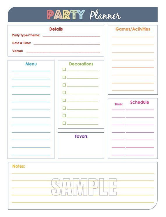 Party Planner and Party Guest List Set - Fillable, Organizing Printables, Party Organizer, Event Planner, Instant Download -   13 Event Planning For Kids fun ideas