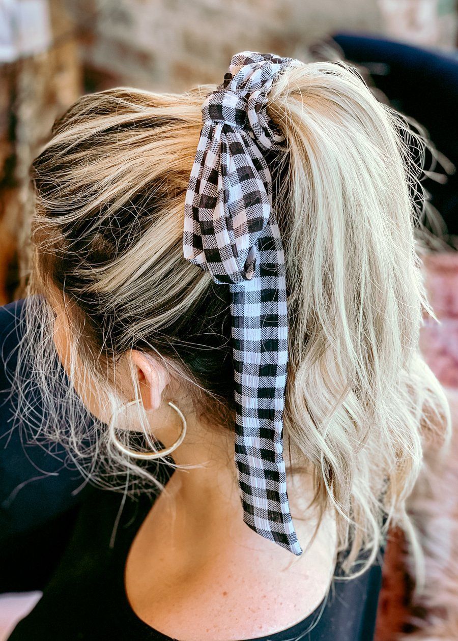 gingham scrunchie with tie -   13 hairstyles Headband braid ideas