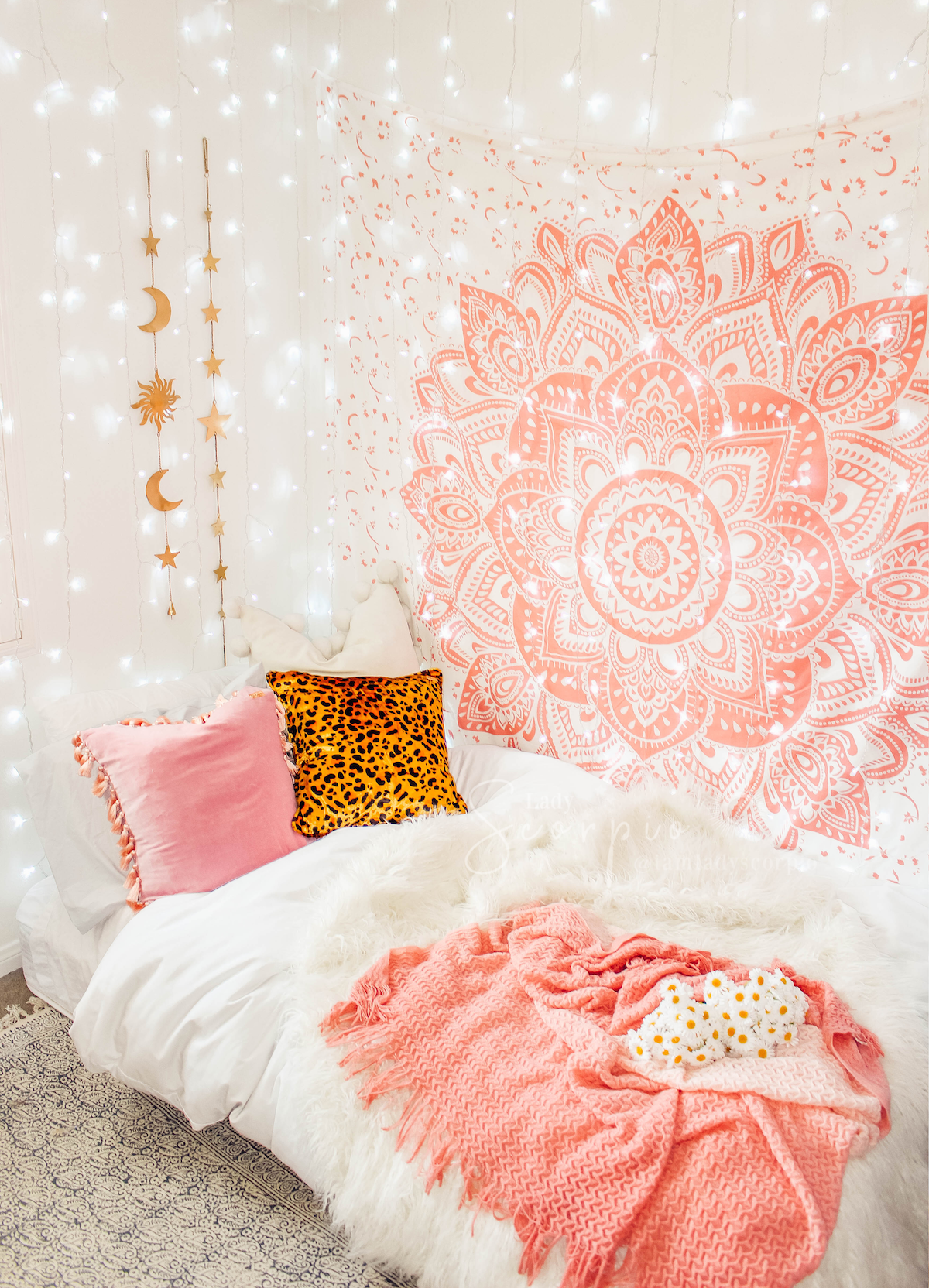 Blush Rose Mandala Tapestry -   13 room decor Lights stars ideas