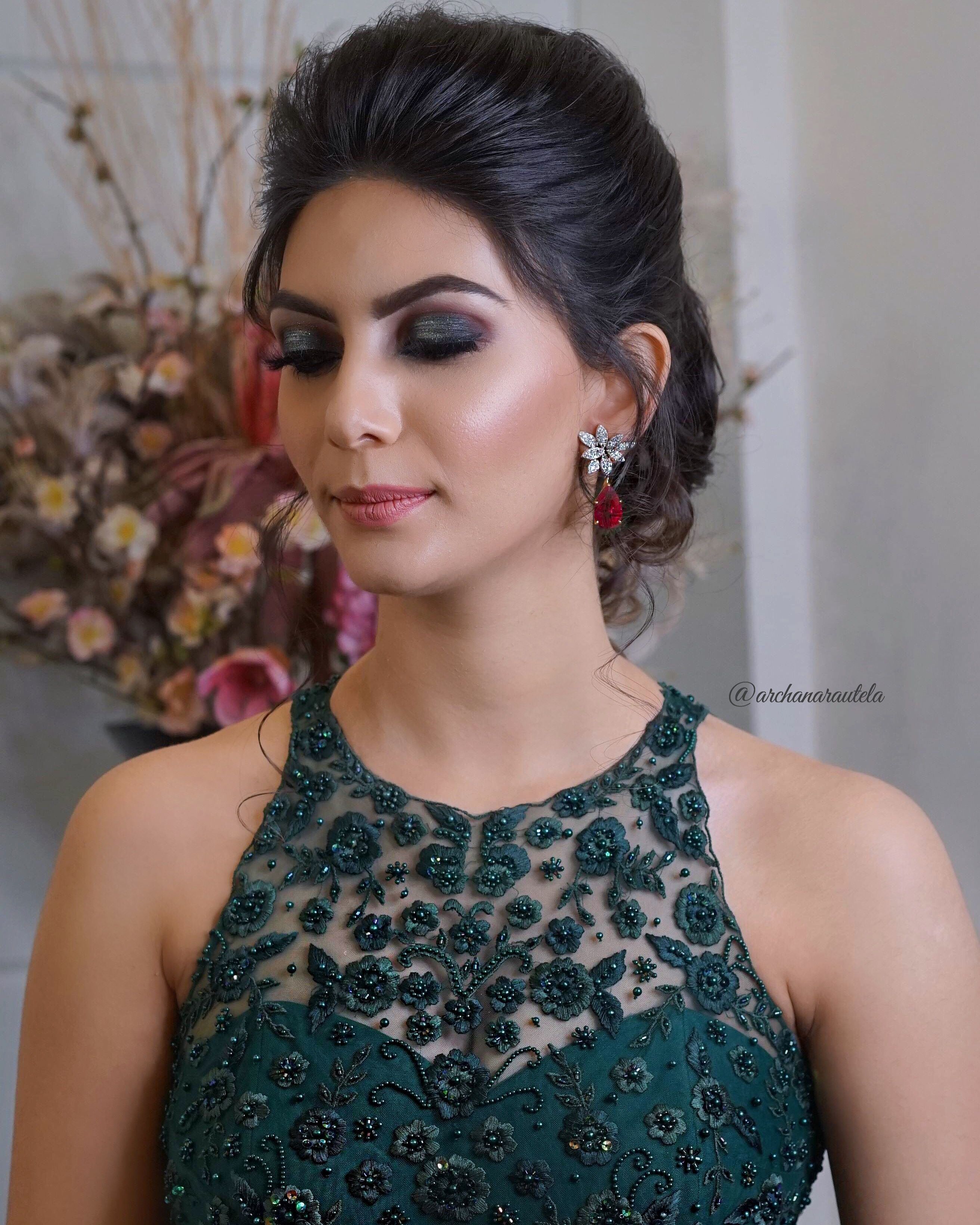 Gorgeous In Green  Akshita Wearing Emerald Green Gown With -   14 hairstyles Party lips ideas