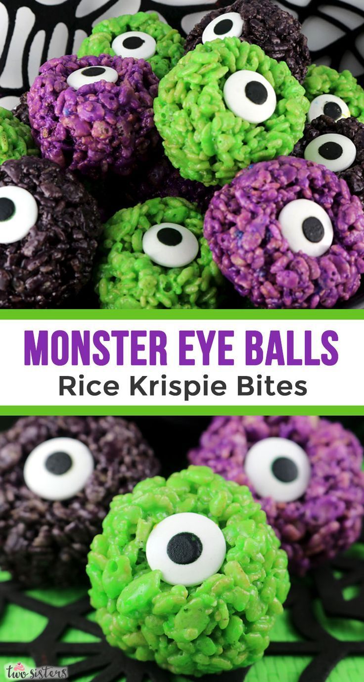 Monster Eye Ball Rice Krispie Bites -   14 holiday desserts For Kids ideas