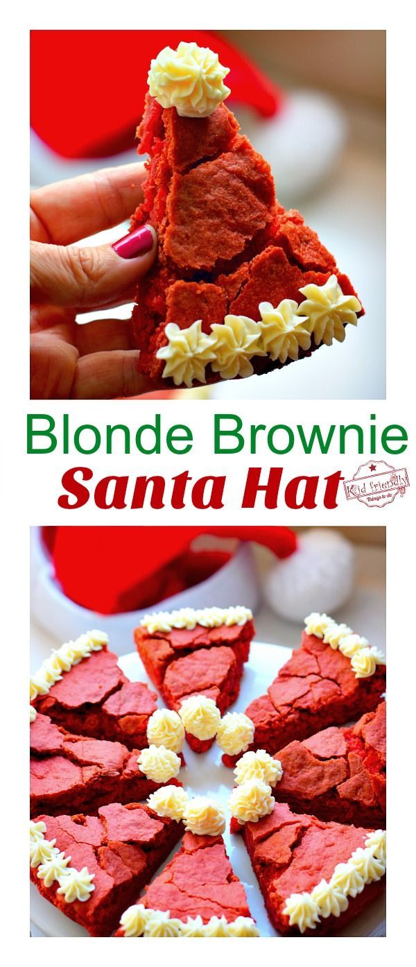 Blonde Brownie Santa Hat Christmas Dessert -   14 holiday desserts For Kids ideas