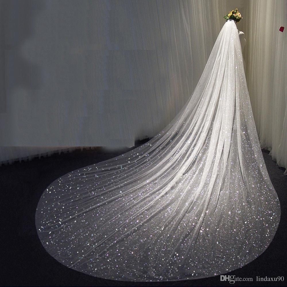 Sparkly Bling Bling Bridal Wedding Veils Bridal Veils Long Cathedral Length Sequined Beads Bride Veil With Free Comb Cheap Bridal Veils Online Costume Bridal Veil From Lindaxu90, $49.89| DHgate.Com -   14 wedding Veils glitter ideas