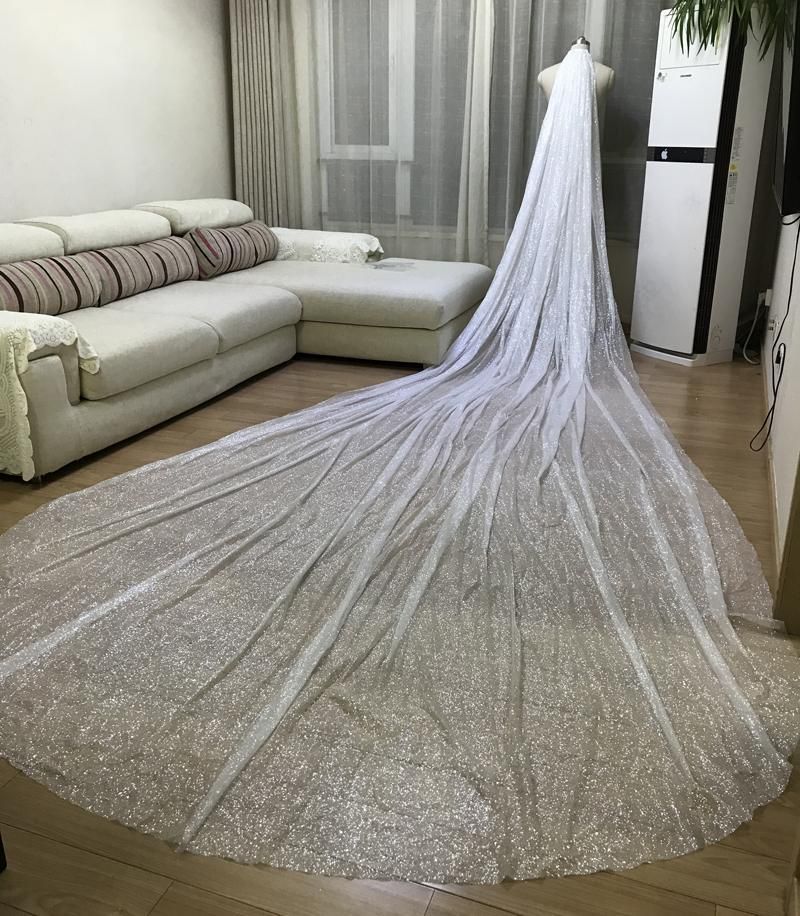 Glitter Cut Edge Wedding Veil With Comb -   14 wedding Veils glitter ideas