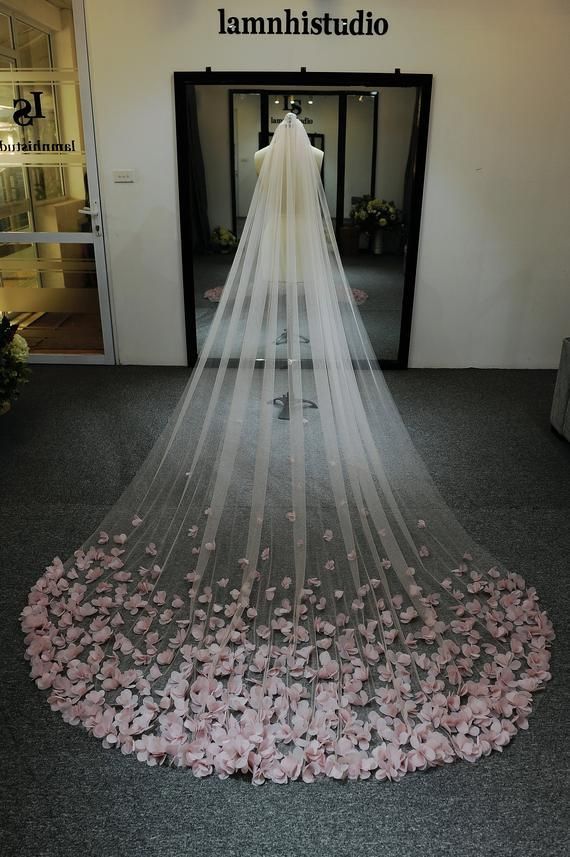 LS10/3D flower veil/dusty pink Wedding Veil/ One Tier Flower Veil, Custom Veil... -   14 wedding Veils glitter ideas