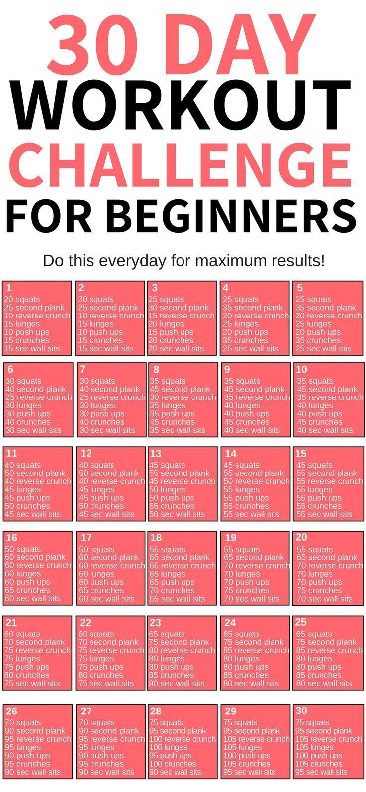 30 Day Workout Challenge -   15 fitness Training for beginners ideas