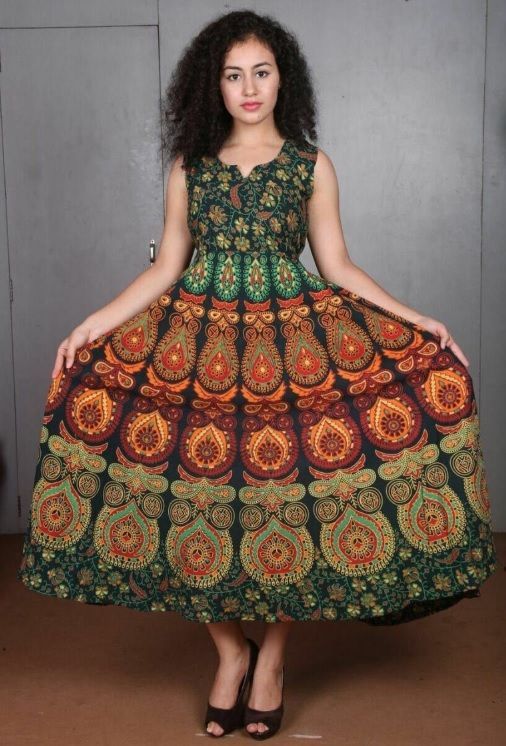 Indian Mandala bohemian Dress, boho Dress, maxi Dress, Indian gypsy Dress, Hippie cotton Dres... -   16 dress Indian gypsy ideas