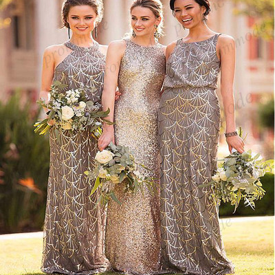 Seuqin prom dress,Grey A-line prom dresses, Long bridesmaid dresses, High-neck bridesmaid dresses,WGY1003 from PromMode -   16 dress Patterns bridesmaid ideas