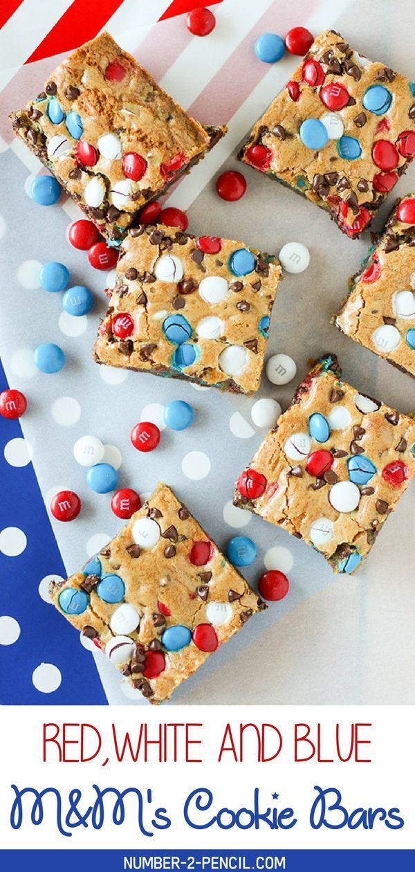 Red, White & Blue M&M'S Cookie Bars -   16 fourth of july desserts For A Crowd ideas