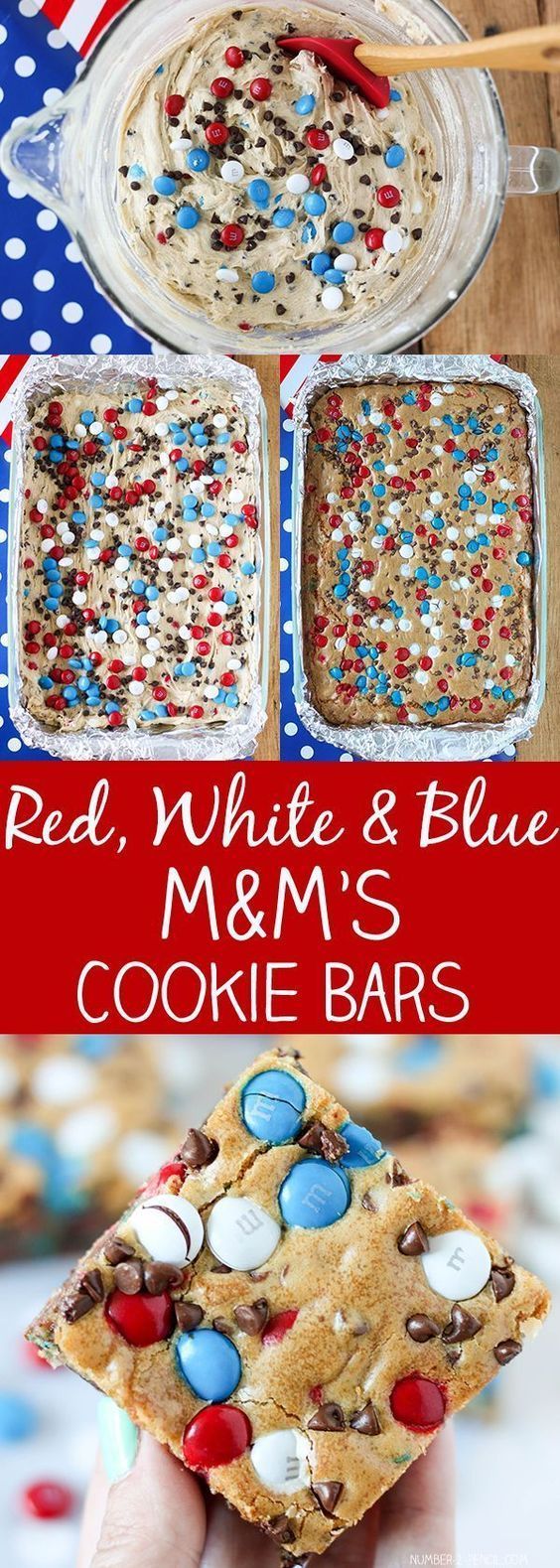 Red, White and Blue M&M'S Cookie Bars Recipe -   16 fourth of july desserts For A Crowd ideas