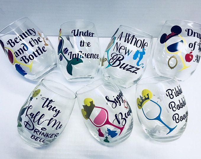 Disney Wine Glasses - Disney Wedding Party Bridesmaid Gifts - Disney Princess Stemless Wine Glasses - Bachelorette Party -   16 wedding Gifts for best friend ideas