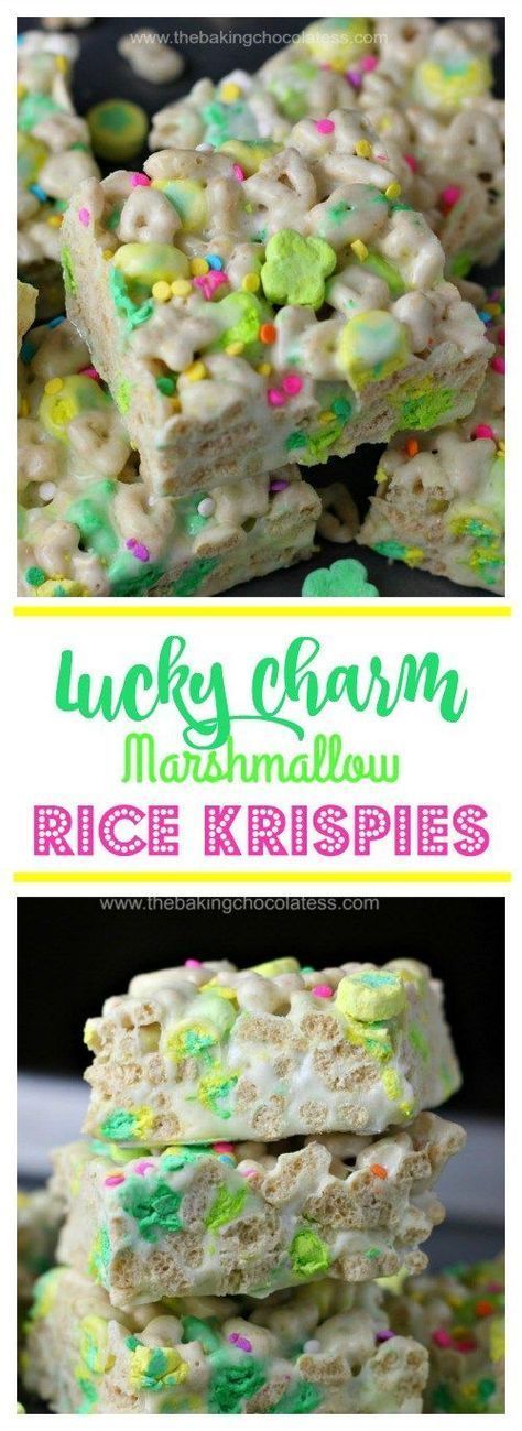 Lucky Charm Marshmallow Rice Krispie Treats -   17 best desserts For Kids ideas