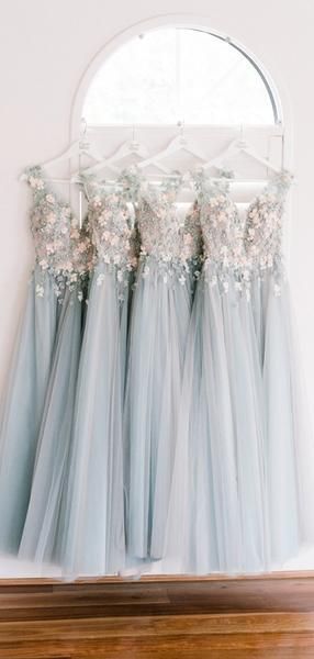 Light Blue Tulle Handmade Flower Aplique Country Wedding Bridesmaid Dresses, AB4078 -   17 dress Bridesmaid style ideas