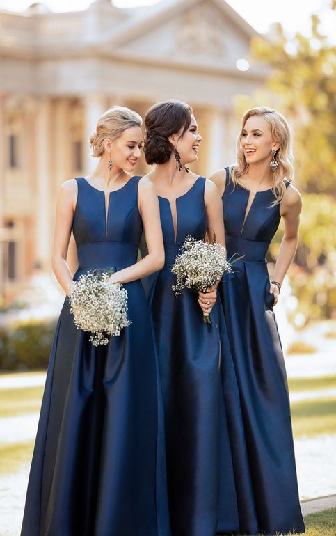 Charming Blue Satin Long Bridesmaid Dress,Sleeveless Cheap Bridesmaid Dress -   17 dress Bridesmaid style ideas