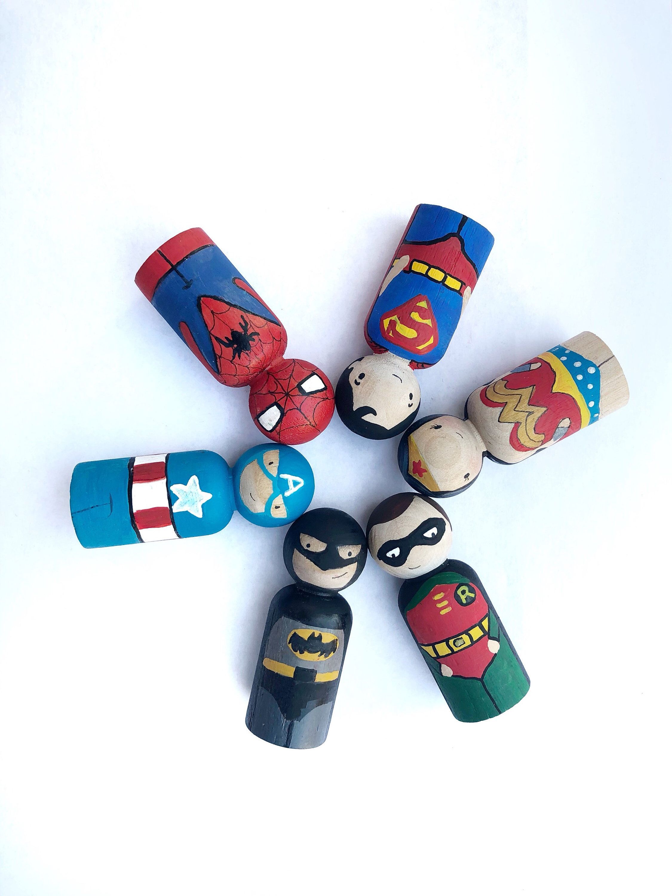 Superhero Peg doll set / Gift for Boys / Christmas Gift / Wooden Toy / Batman / Captain America Busy Bag Toddler Super Hero Stocking stuffer -   18 fabric crafts For Boys christmas gifts ideas