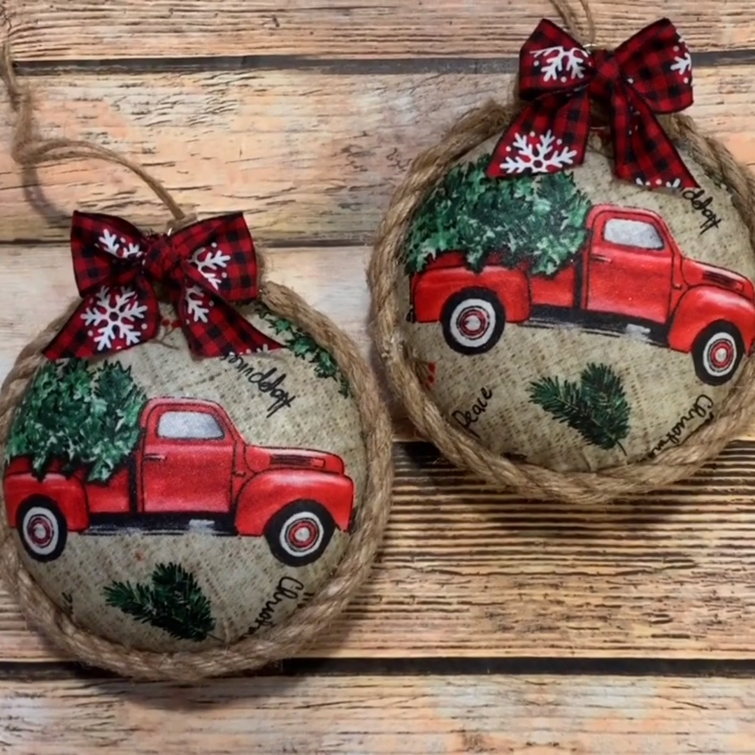 Decoupaged Fabric Christmas Ornaments -   18 fabric crafts For Boys christmas gifts ideas