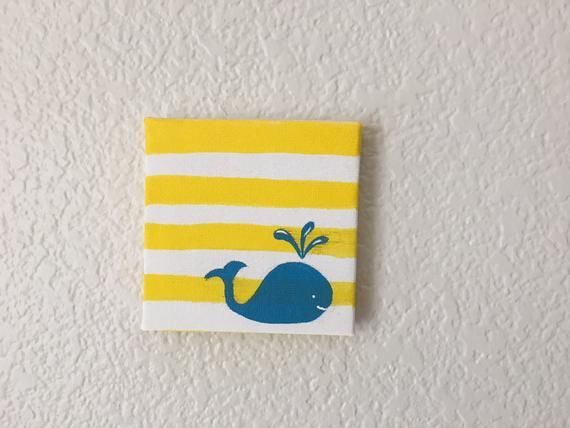 Happy Whale Tiny Acrylic Canvas Painting | Canvas Art | Nursery Kids Room Decor | Wall Art | Animal Painting | Graphic Art -   19 cute room decor Paintings ideas