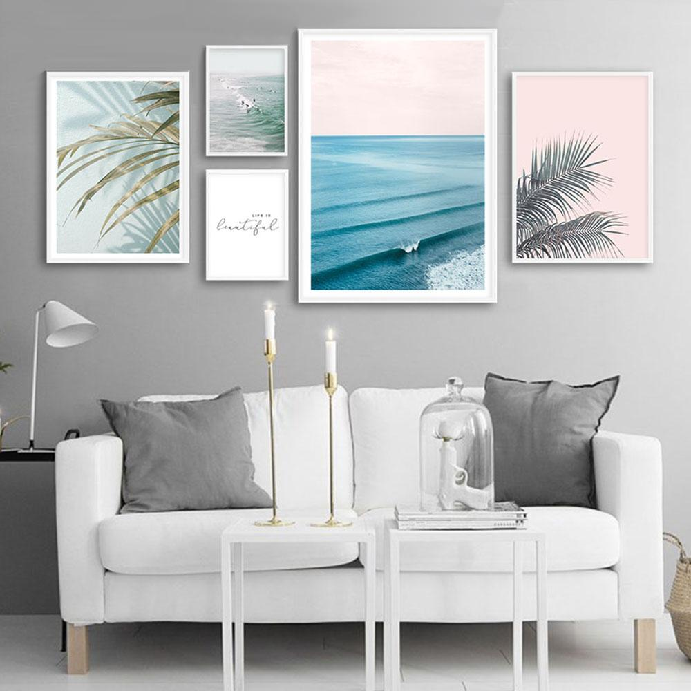 Life Is Beautiful. Tropical Palm Trees Seascape Surf Paradise Fine Art Canvas Prints Nordic Wall Art Pictures For Modern Home Interior Decor -   22 holiday Pictures wall ideas
