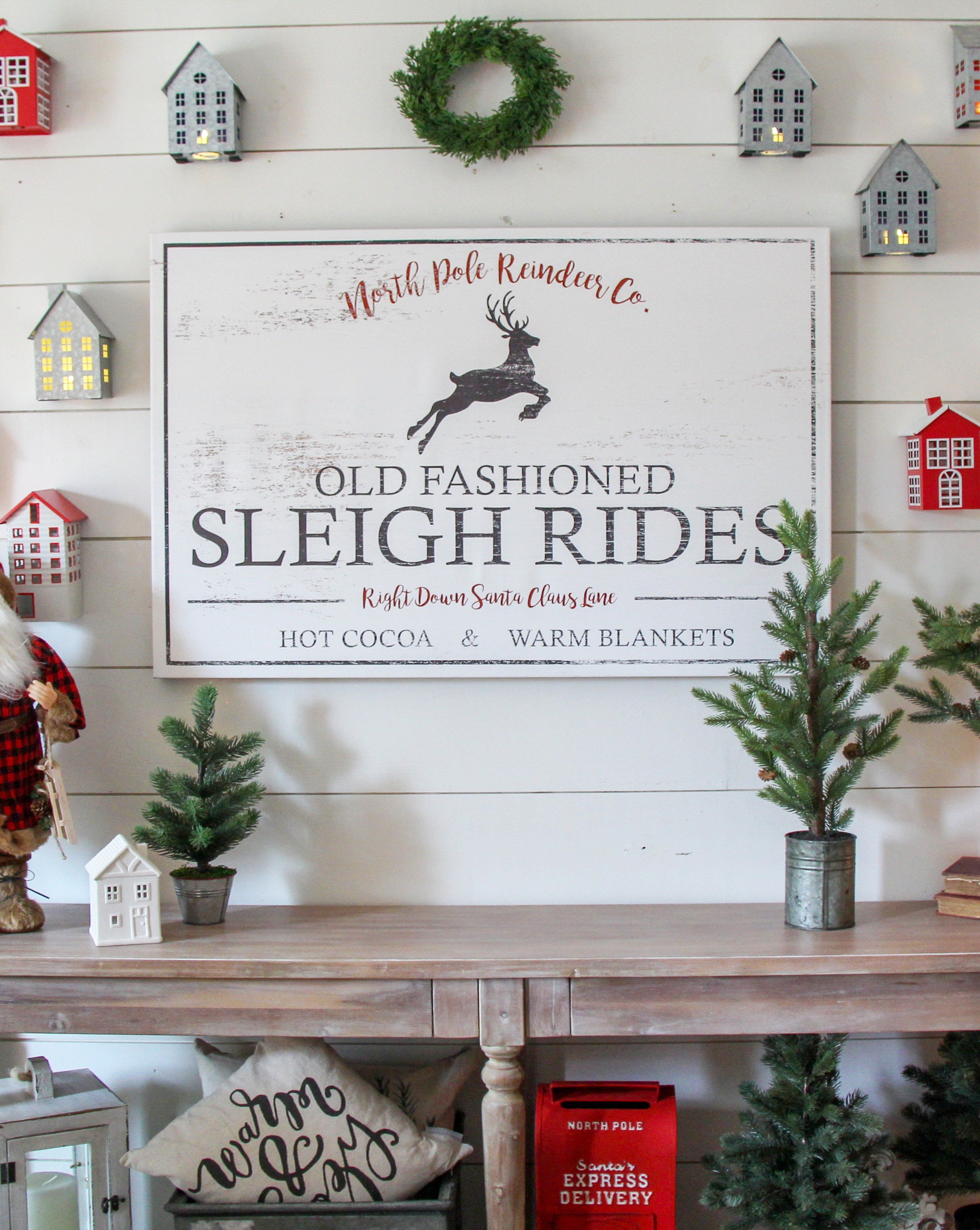 Sleigh Ride Farmhouse Christmas Sign - Vintage Reindeer Holiday Wall Art -   22 holiday Pictures wall ideas