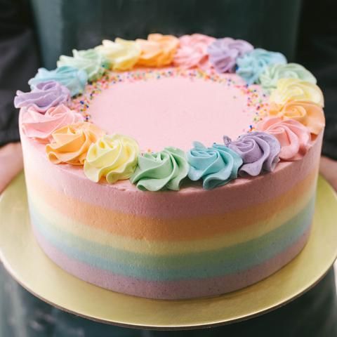 Buy Pastel Rainbow with Rainbow Rosettes and Sprinkles at Custom Bakes by Edith Patisserie for only $70.00 -   7 pastel cake Aesthetic ideas