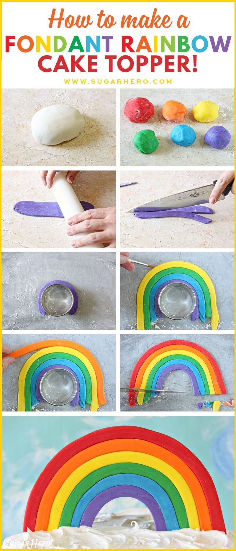Fondant Rainbow -   8 cake Rainbow fun ideas