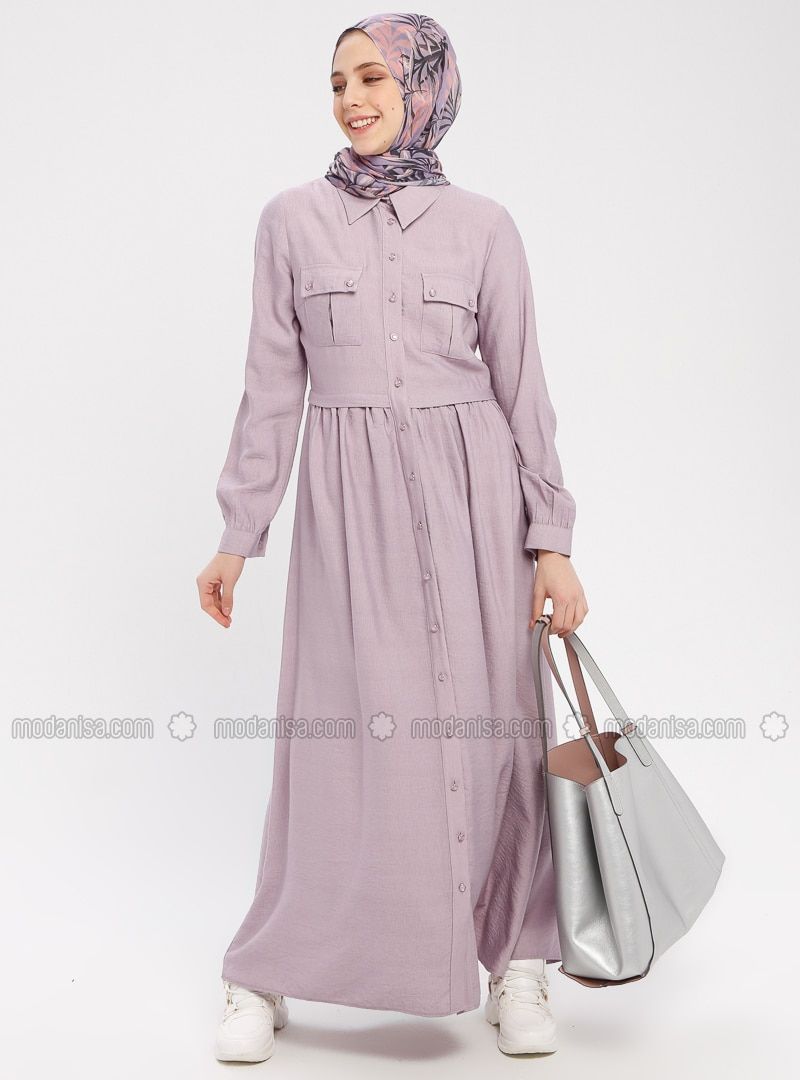 Lilac - Point Collar - Unlined - Dress -   8 dress Muslim syari ideas