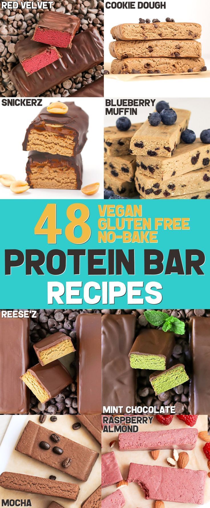 48 Easy No-Bake Protein Bar Recipes in DIY Protein Bars Cookbook! -   8 healthy recipes Baking protein bars ideas
