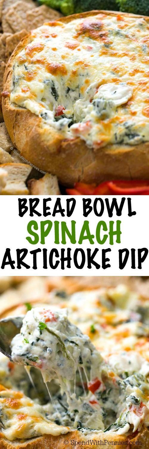 Bread Bowl Spinach and Artichoke dip recipe