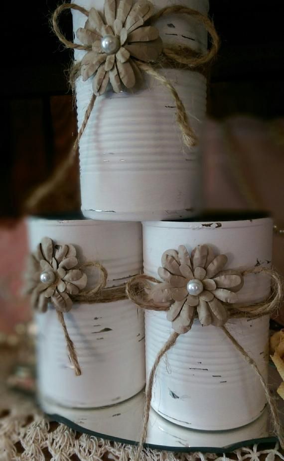 Shabby Chic White Tin Can Country Barn Wedding Rustic Table Centerpieces Decorations Flower Vases Home Office Dorm Nursery Decor Gift Idea -   12 diy projects Rustic shabby chic ideas