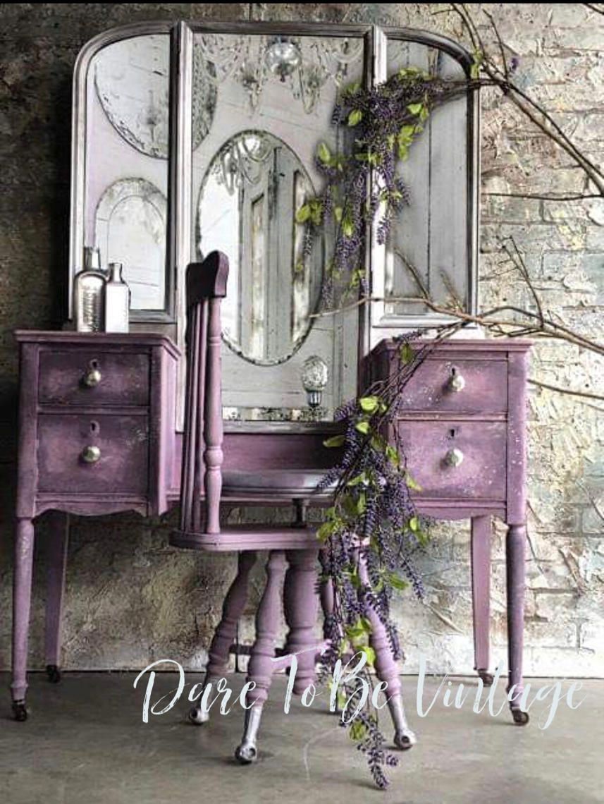 Vintage Vanity - Shabby Chic Vanity - Vintage Makeup Vanity - Dressing Table - Purple - Painted Vanity - Rustic Elegance by DareToBeVintage -   12 diy projects Rustic shabby chic ideas