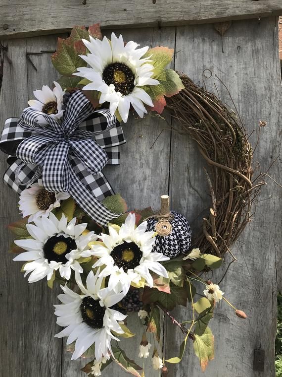 Fall Ivory Sunflower Grapevine Wreath for front door, wreaths, Fall wreath for front door, Summer farmhouse Wreath, Welcome Friends Wreath -   12 holiday Wreaths spring ideas