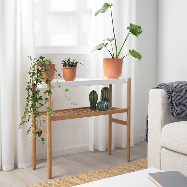 IKEA SATSUMAS Bamboo, White Plant stand -   13 pidestall plants Stand ideas