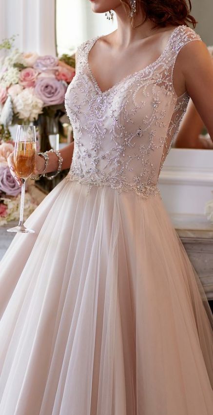 42 New Ideas Wedding Dresses Tulle Blush Sleeve -   14 blush wedding Gown ideas