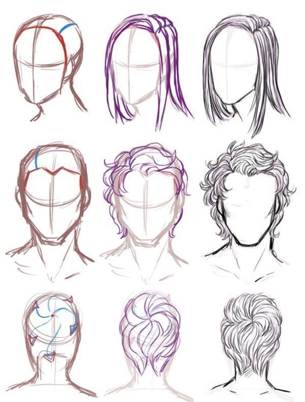 How To Draw Hair (Step By Step Image Guides -   14 mens hair Drawing ideas