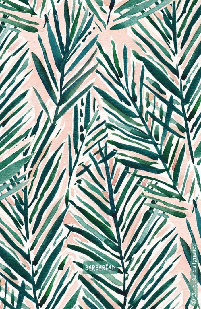 SUNSET PALMS Blush Tropical Print -   14 plants design pattern ideas