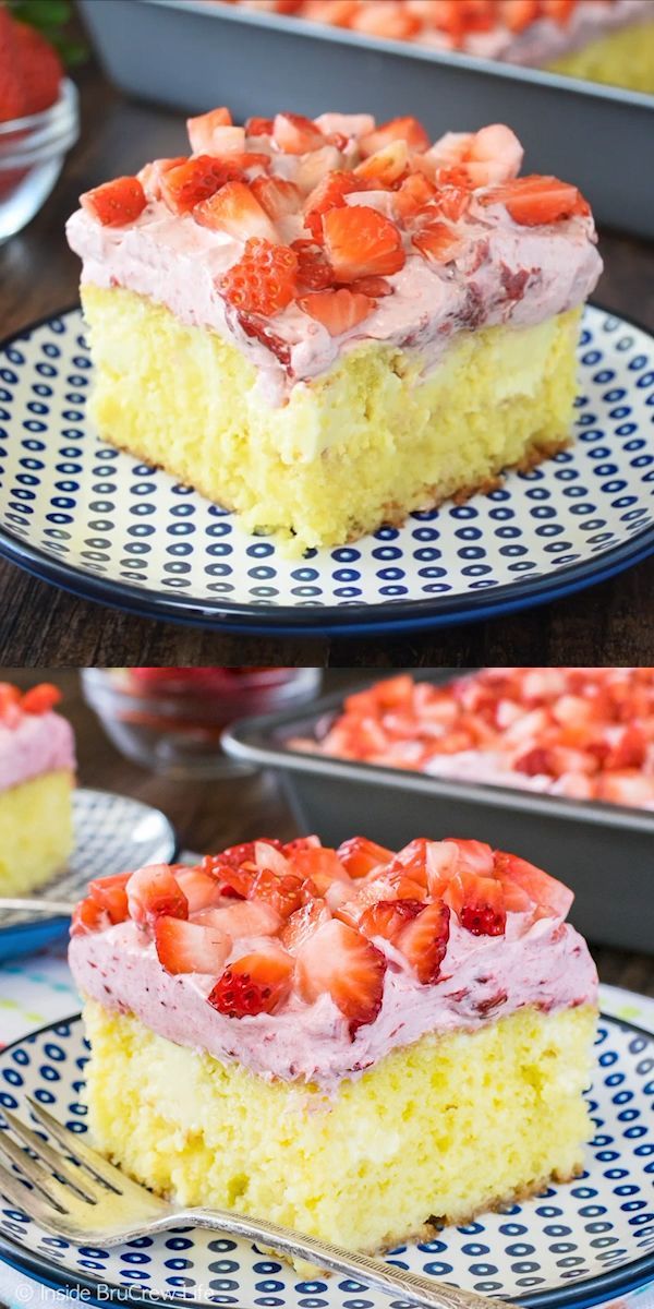 Lemon Strawberry Poke Cake -   15 cake Strawberry cream ideas
