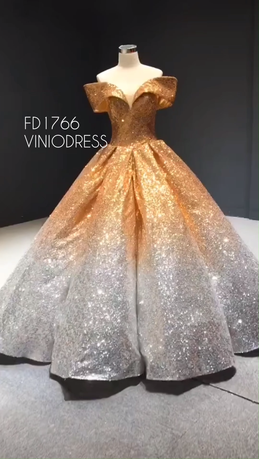 Classy and Vintage Ombre Sequin Ball Gowns Sparkly Quince Dresses FD1766 -   15 dress Quinceanera court ideas